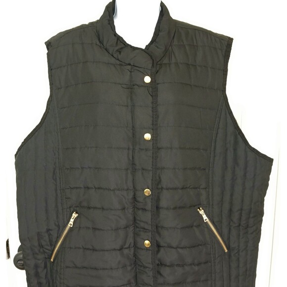 Style&co. Black Quilted Puffer Vest Women's Size 3X Gold Snaps & Zipper Everyday - Picture 3 of 13